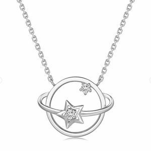 925 silver star and earth necklace~